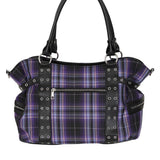Banned Apparel Purple Tartan Rise Up Rock Punk Alt Handbag2