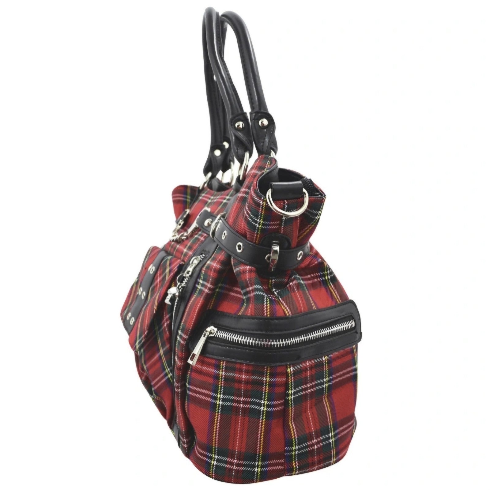Banned Apparel Alternative Gothic Punk Rock Grunge Red Tartan Rise Up Handbag1