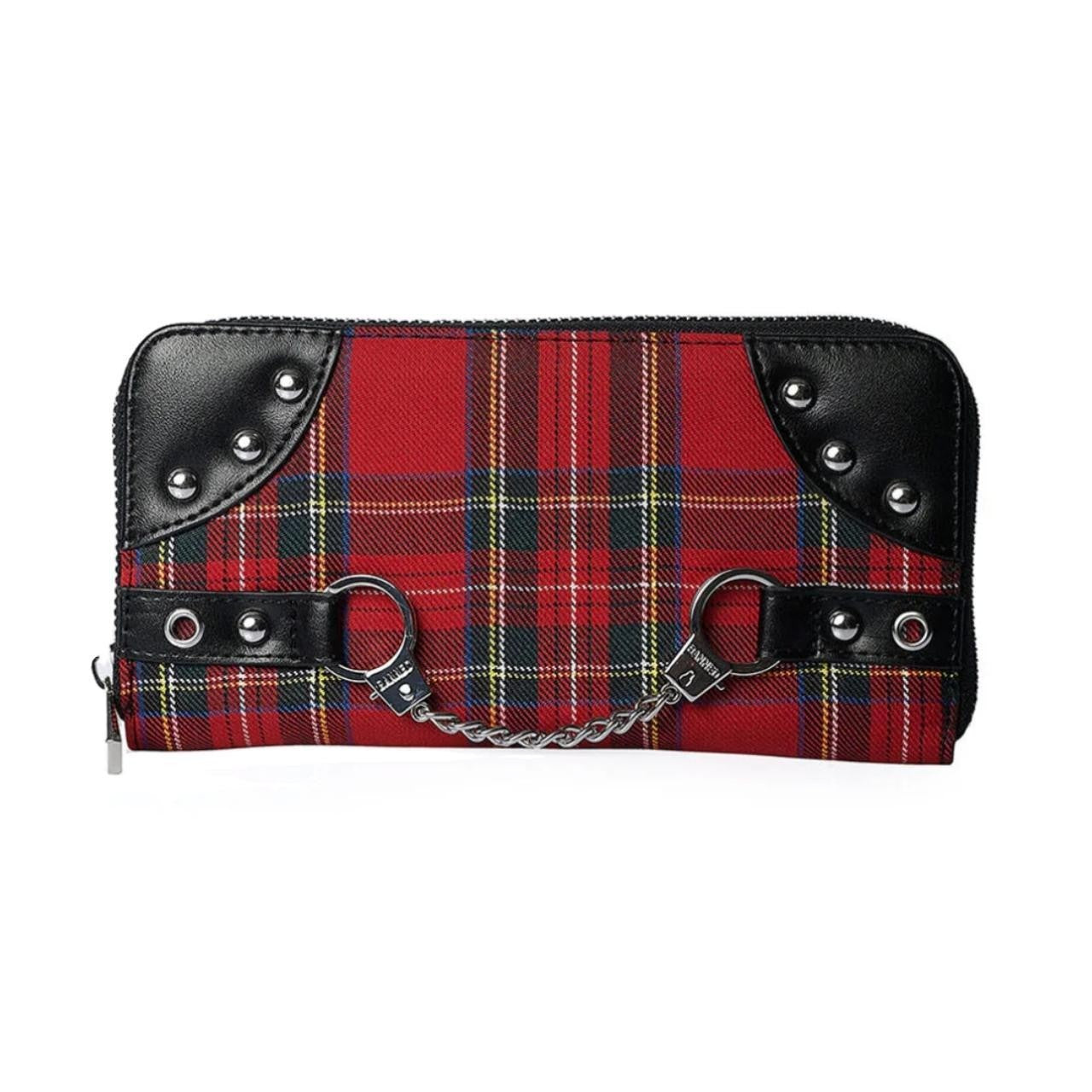 Banned Apparel Red Tartan Alternative Gothic Skater Punk Rock Handcuff Wallet0