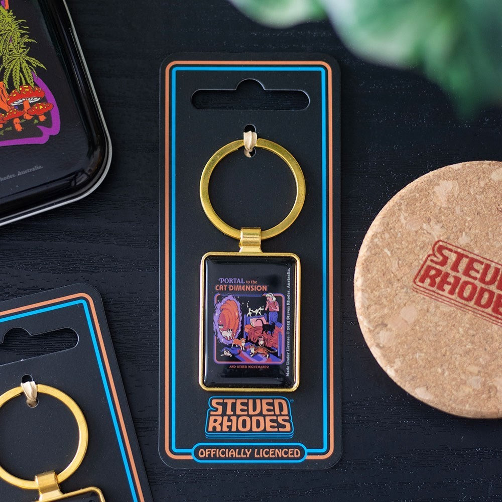 Steven Rhodes The Cat Dimension Occult Emo Punk Alt Art Keyring Chain Accessory0
