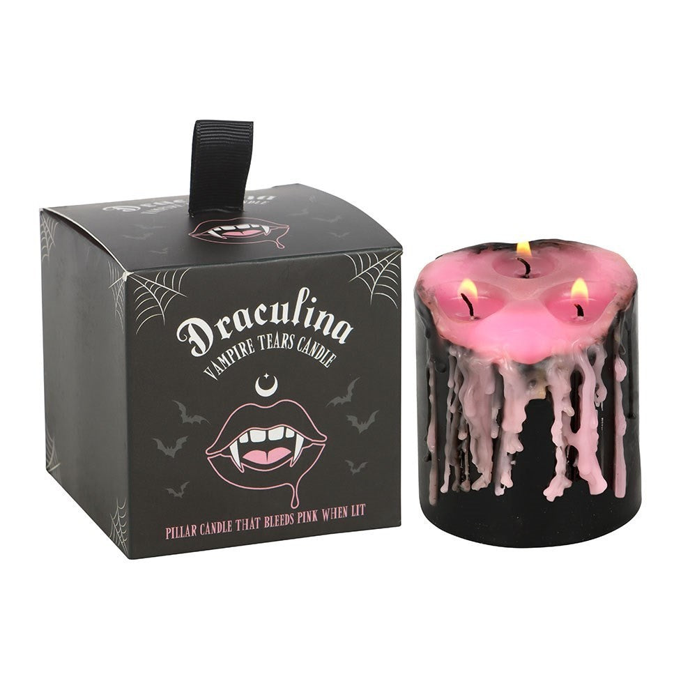 Gothic Occult Small Pink Vampire Tears Pillar Candle1