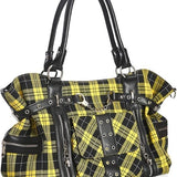 Banned Apparel Yellow Tartan Rise Up Rock Punk Alt Handbag1
