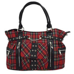 Banned Apparel Alternative Gothic Punk Rock Grunge Red Tartan Rise Up Handbag0