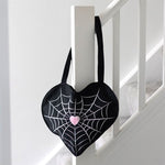 spiderweb Heart Tote Bag Emo Alt Pastel Goth Alternative Punk Metal0
