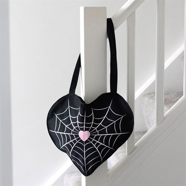 spiderweb Heart Tote Bag Emo Alt Pastel Goth Alternative Punk Metal0