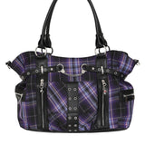 Banned Apparel Purple Tartan Rise Up Rock Punk Alt Handbag0
