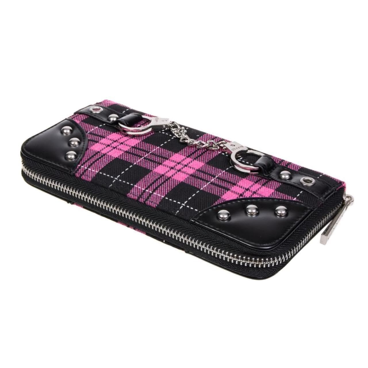 Banned Apparel Pink Tartan Handcuff Alternative Gothic Punk Rock Skater Wallet2