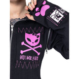 Bye Bye Kitty BKK Killer Black Gothic Cat Ear Zip Hoodie
