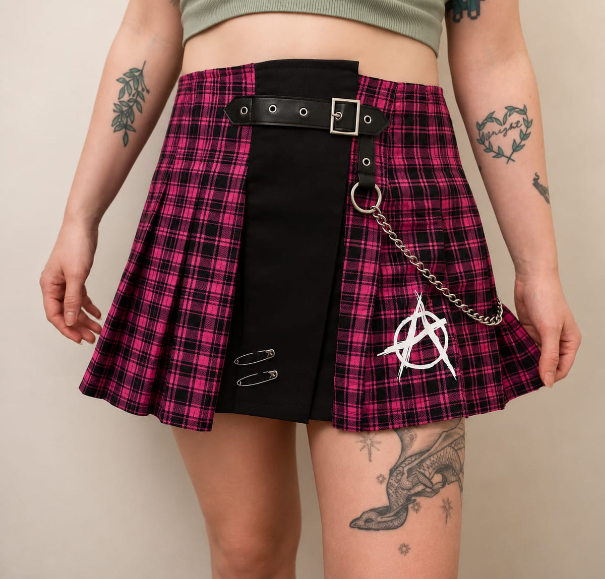 Hell Girl Pink Fuchsia Tartan Anarchy Skirt