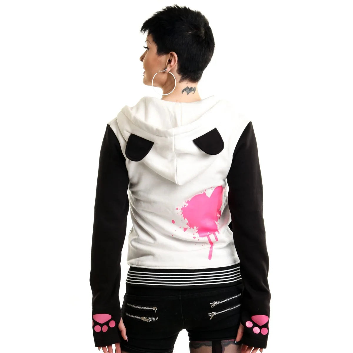 Killer Panda Mase Hoodie Gothic Emo Kawaii Zip-Up Sweatshirt with Ears