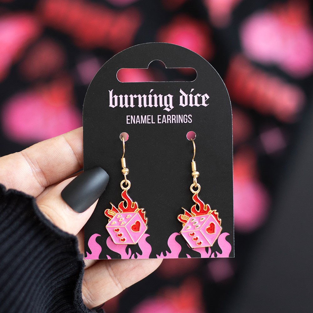 Burning Dice Emo Punk Grunge Gothic Alt Cute Earrings