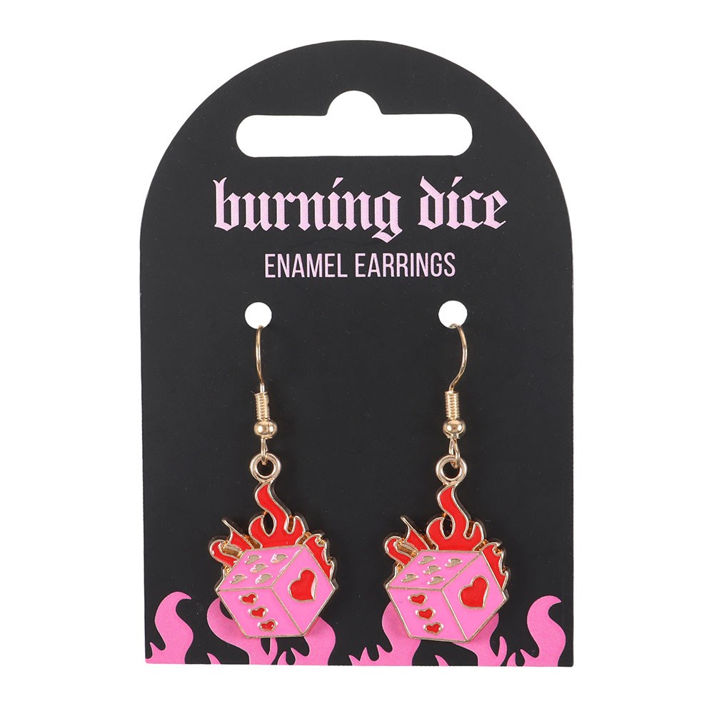 Burning Dice Emo Punk Grunge Gothic Alt Cute Earrings