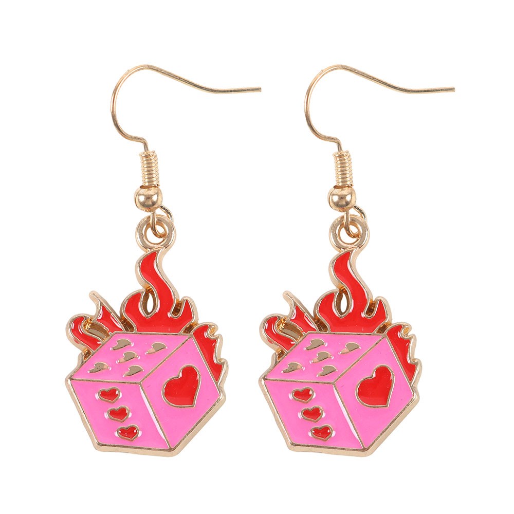 Burning Dice Emo Punk Grunge Gothic Alt Cute Earrings