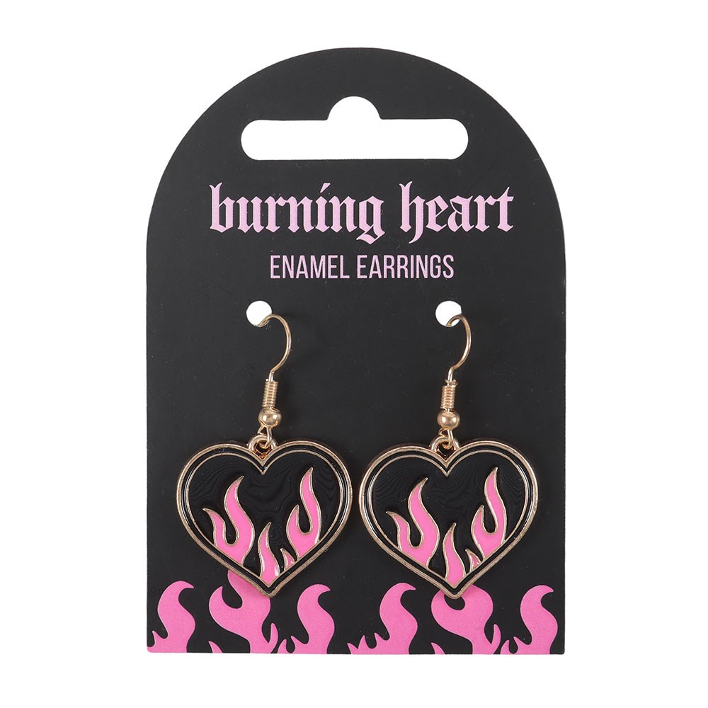 Burning Heart Emo Punk Grunge Gothic Alt Cute Earrings