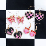 Burning Heart Emo Punk Grunge Gothic Alt Cute Earrings