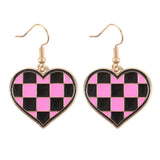 Checkerboard Heart Emo Punk Grunge Gothic Alt Cute Earrings