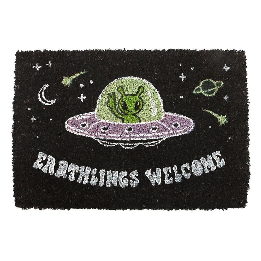 Earthlings Welcome Funny Alien Doormat