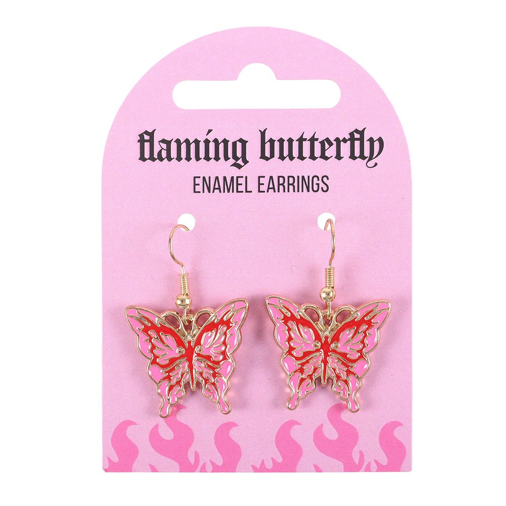Flaming Butterfly Emo Punk Grunge Gothic Alt Cute Earrings