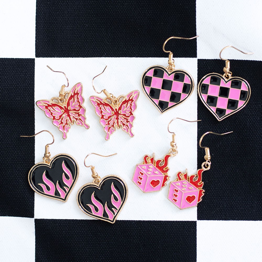 Flaming Butterfly Emo Punk Grunge Gothic Alt Cute Earrings