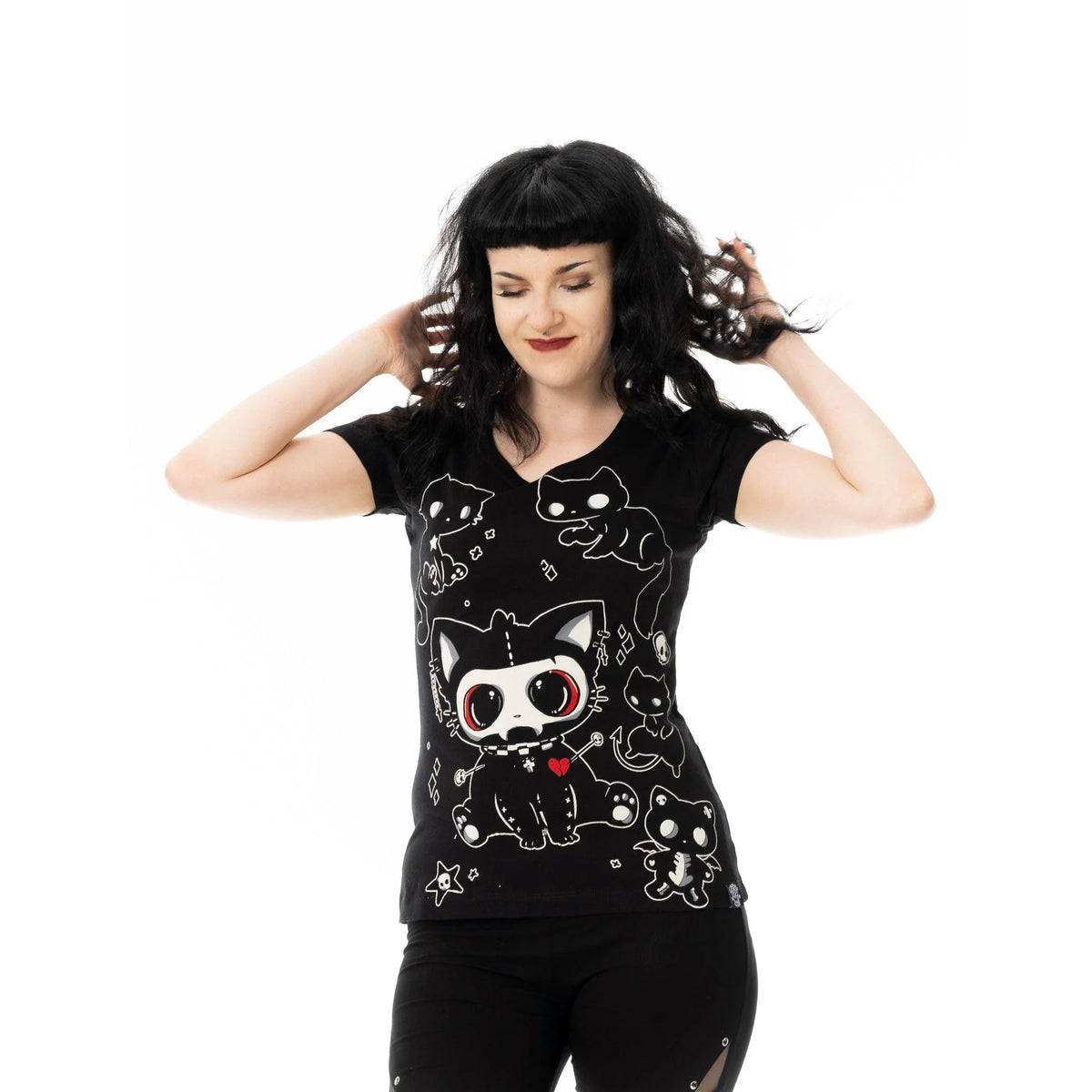 Cupcake Cult Phantom Kitty T-Shirt Women's Alternative Goth Top Emo Punk