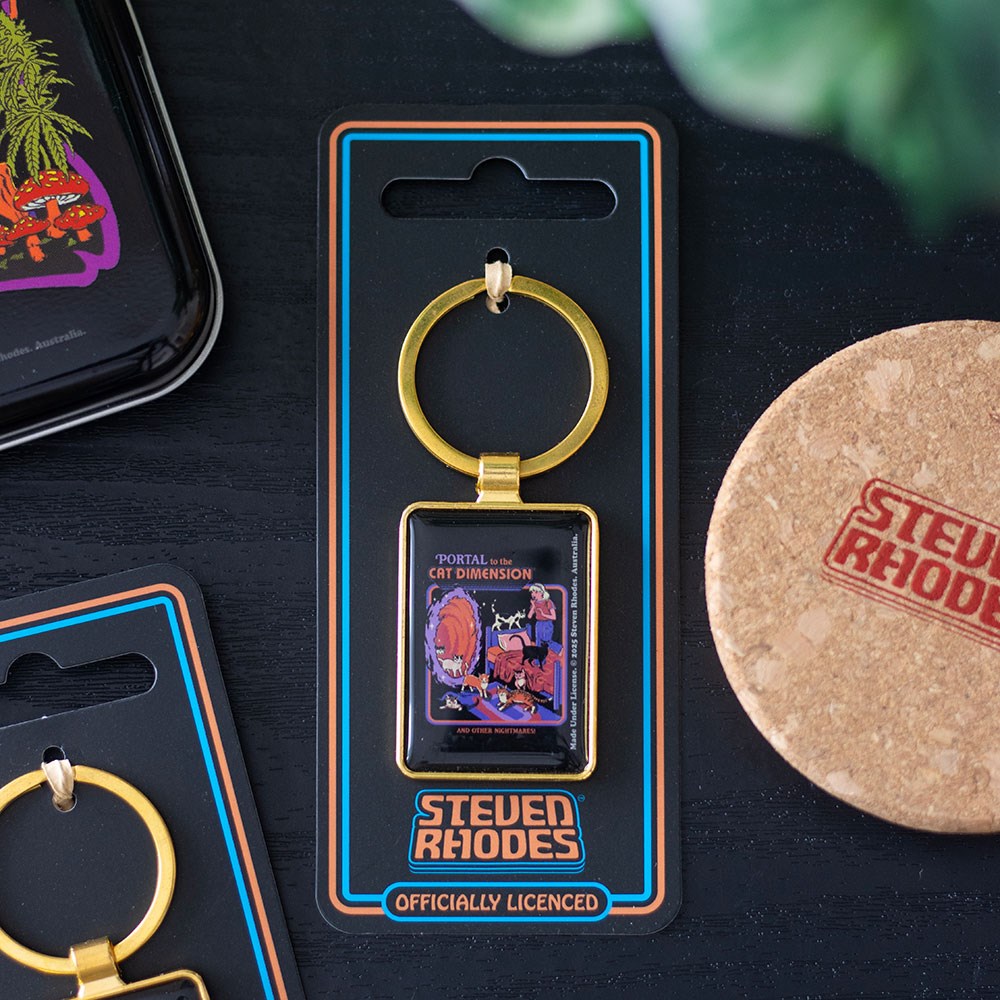 Steven Rhodes Cat Dimension Occult Emo Punk Alt Art Keyring Chain Accessory