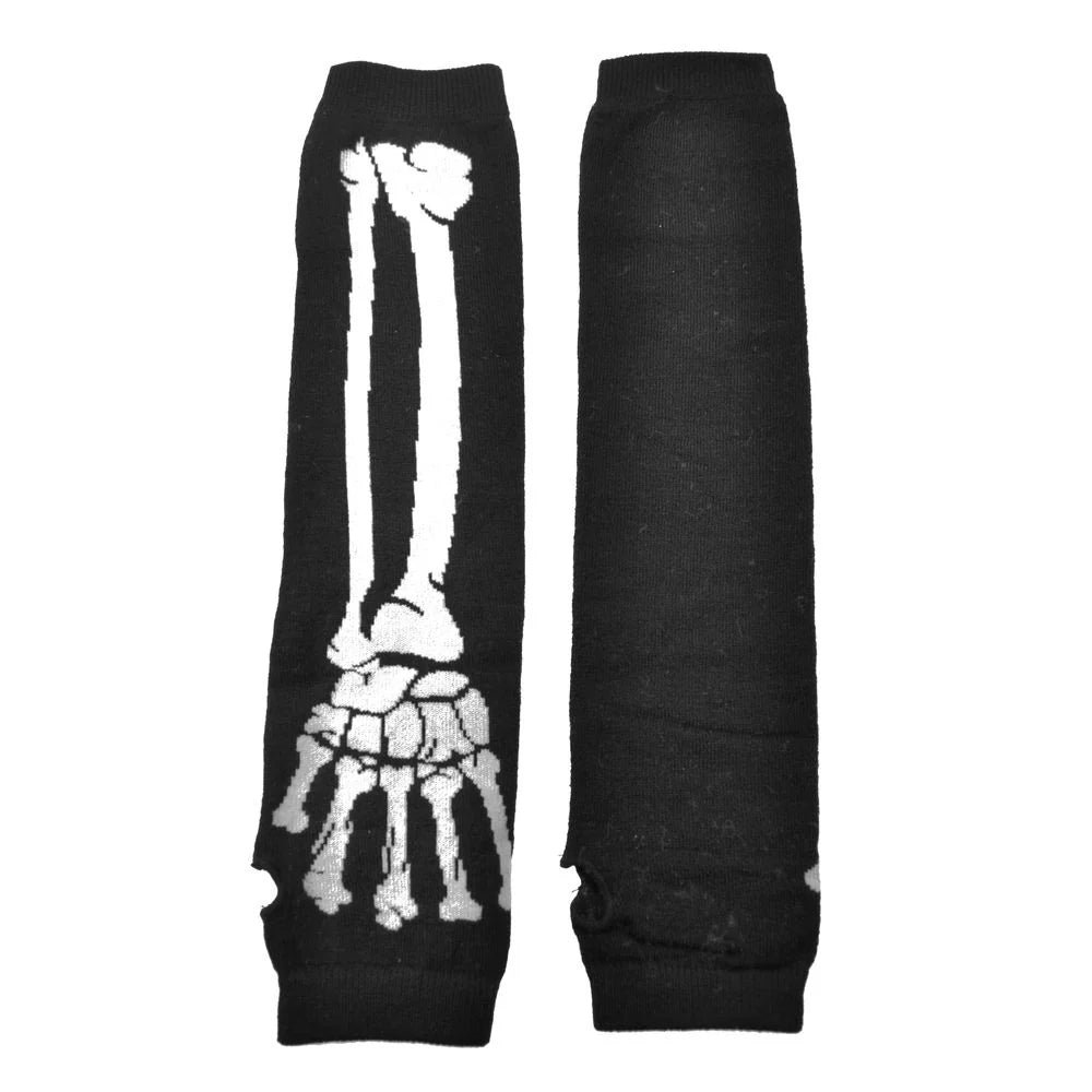 Poizen Industries Bone Print Armwarmers Alt Emo Goth Punk Fingerless Sleeves
