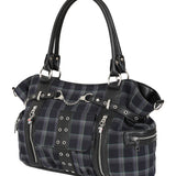 Banned Apparel Grey Tartan Rise Up Rock Punk Alt Handbag