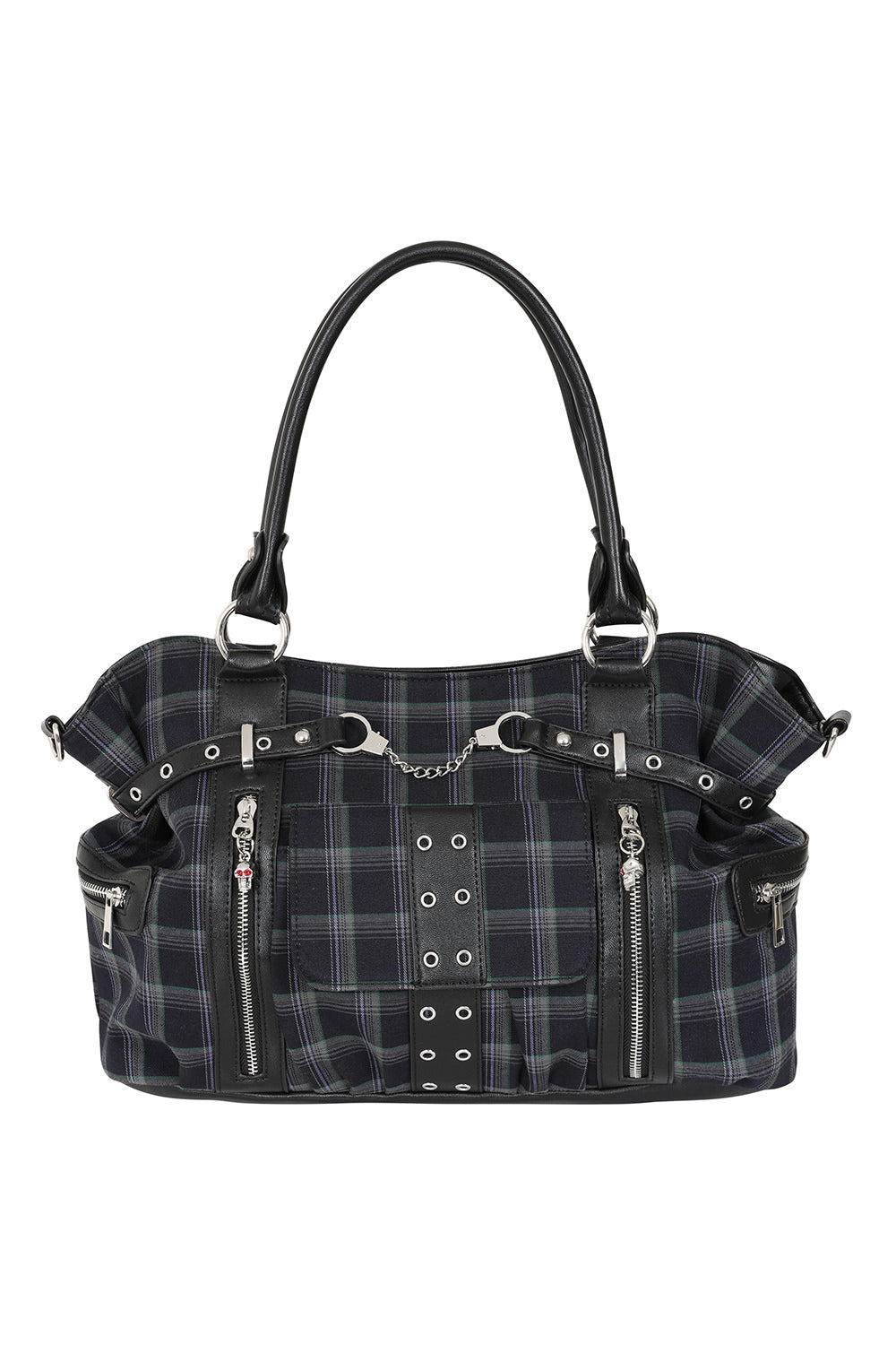 Banned Apparel Grey Tartan Rise Up Rock Punk Alt Handbag