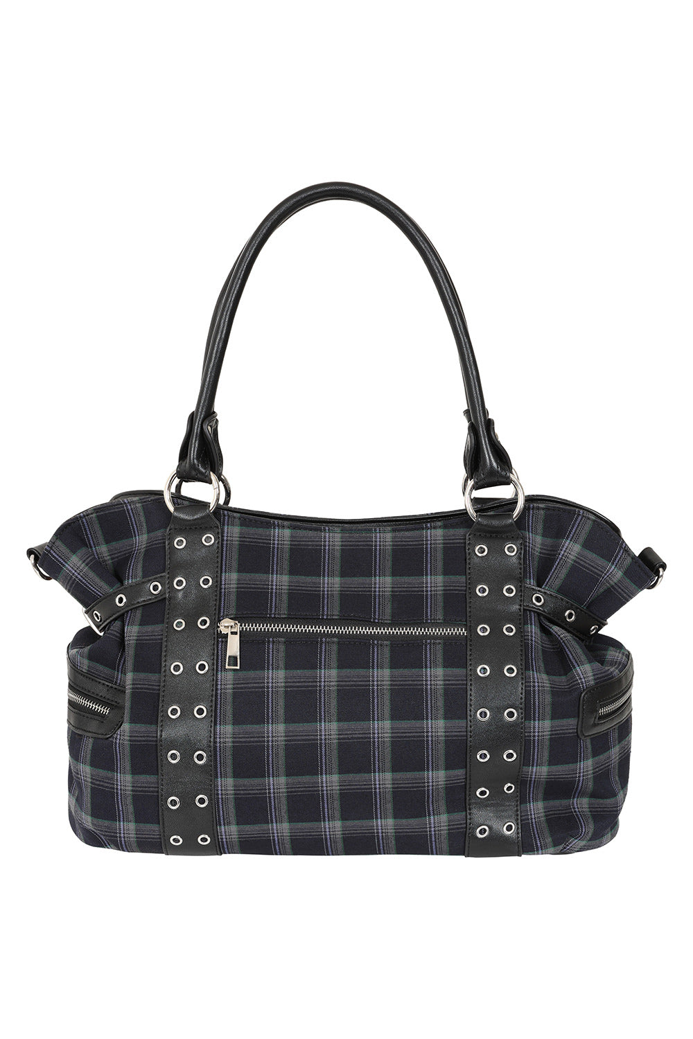 Banned Apparel Grey Tartan Rise Up Rock Punk Alt Handbag
