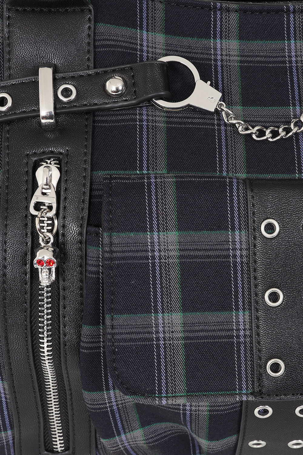 Banned Apparel Grey Tartan Rise Up Rock Punk Alt Handbag