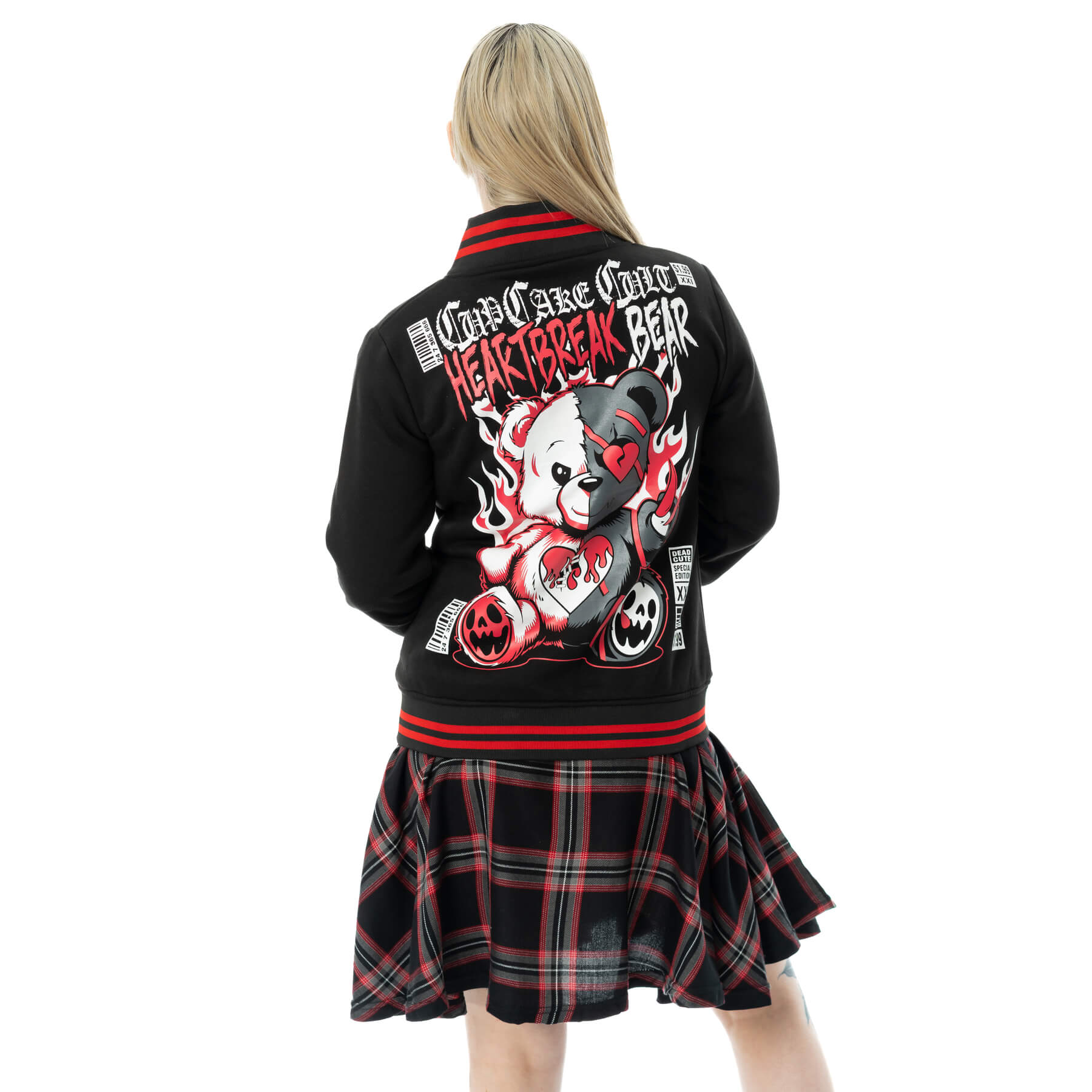 Cupcake Cult Heartbreak Bear Varsity Jacket Alternative Goth Emo Punk Top