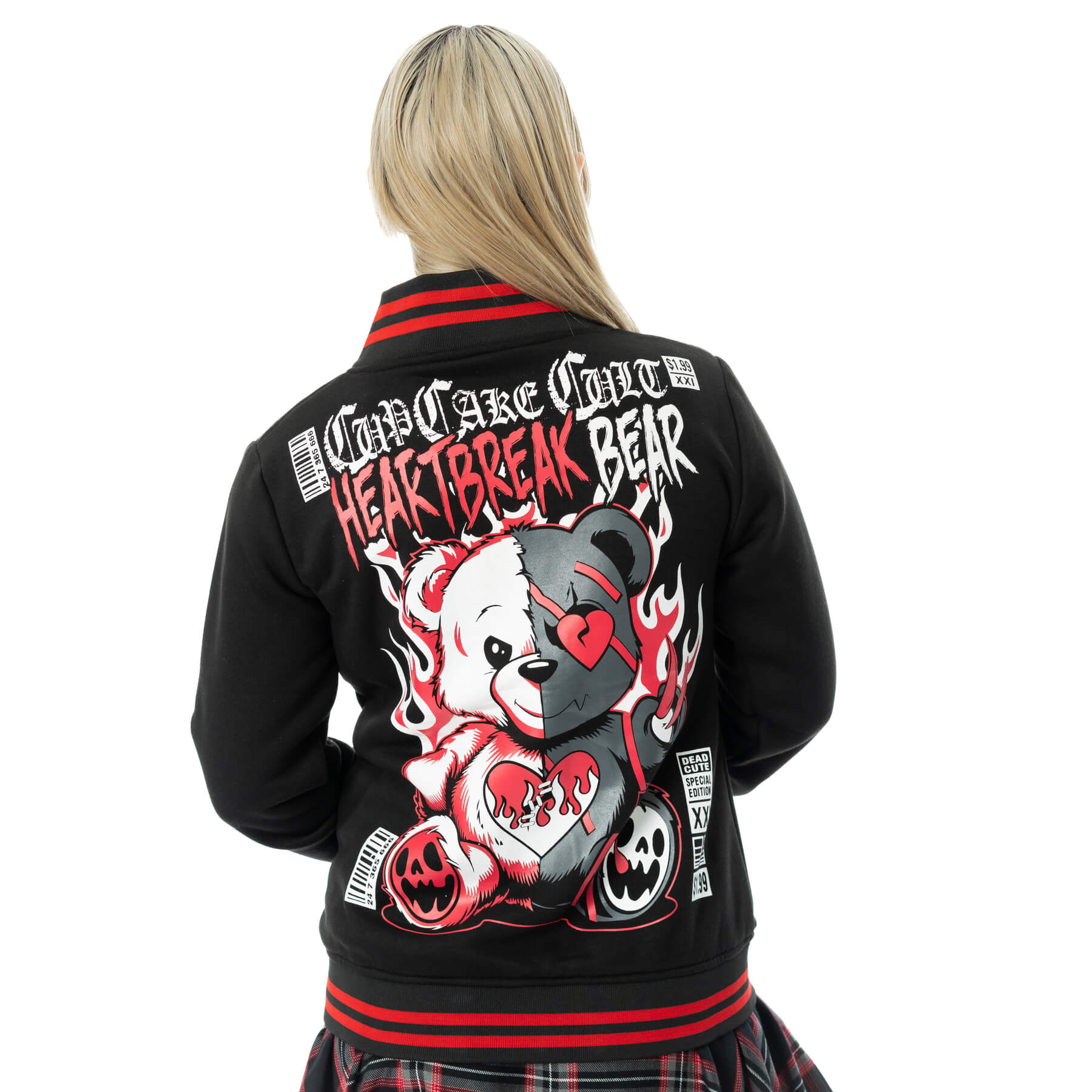 Cupcake Cult Heartbreak Bear Varsity Jacket Alternative Goth Emo Punk Top