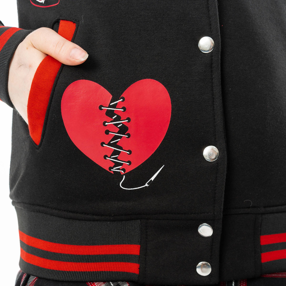 Cupcake Cult Heartbreak Bear Varsity Jacket Alternative Goth Emo Punk Top