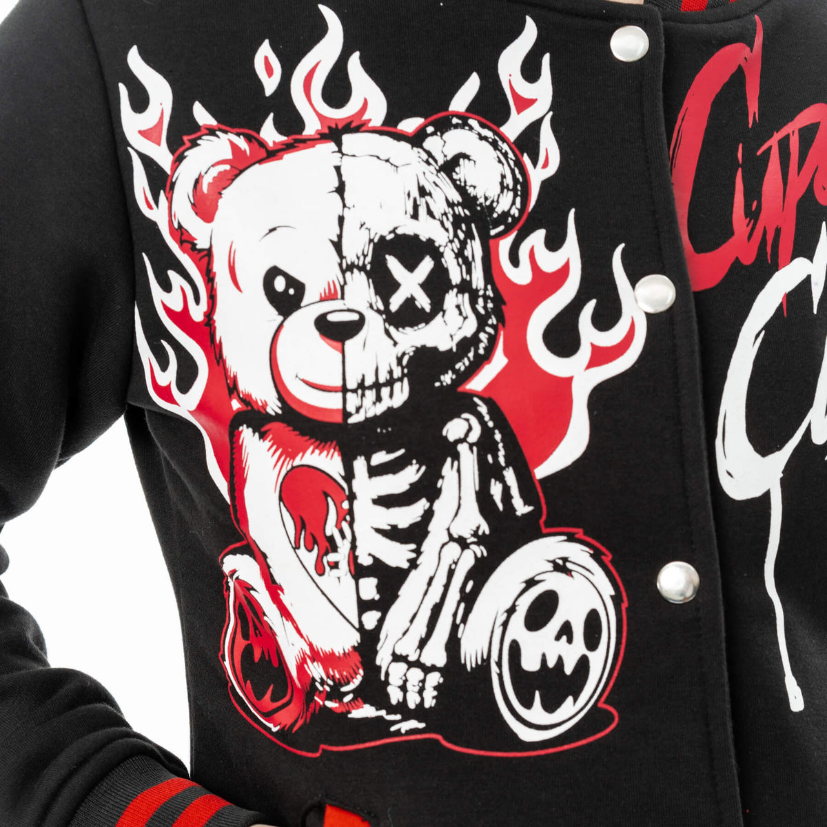 Cupcake Cult Heartbreak Bear Varsity Jacket Alternative Goth Emo Punk Top