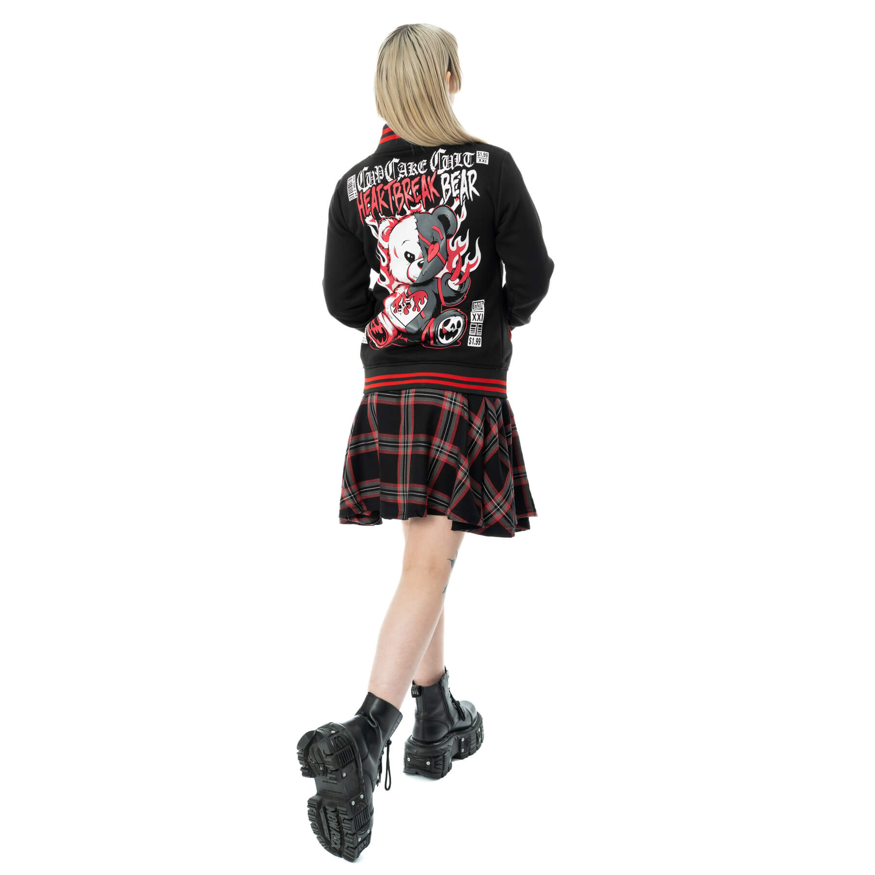 Cupcake Cult Heartbreak Bear Varsity Jacket Alternative Goth Emo Punk Top