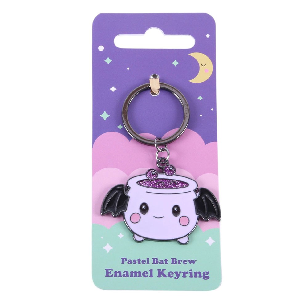 Pastel Bat Brew Cauldron Witch Occult Emo Punk Alt Art Keyring Chain Accessory