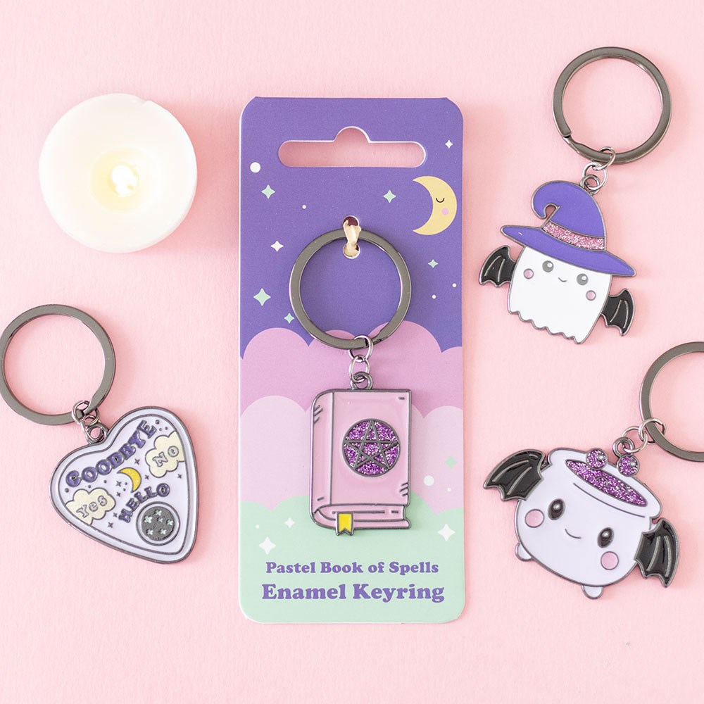 Pastel Book Of Spells Witch Occult Emo Punk Alt Art Keyring Chain Accessory