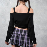 Banned Apparel Black & Purple Ligeia Knitted Cardigan