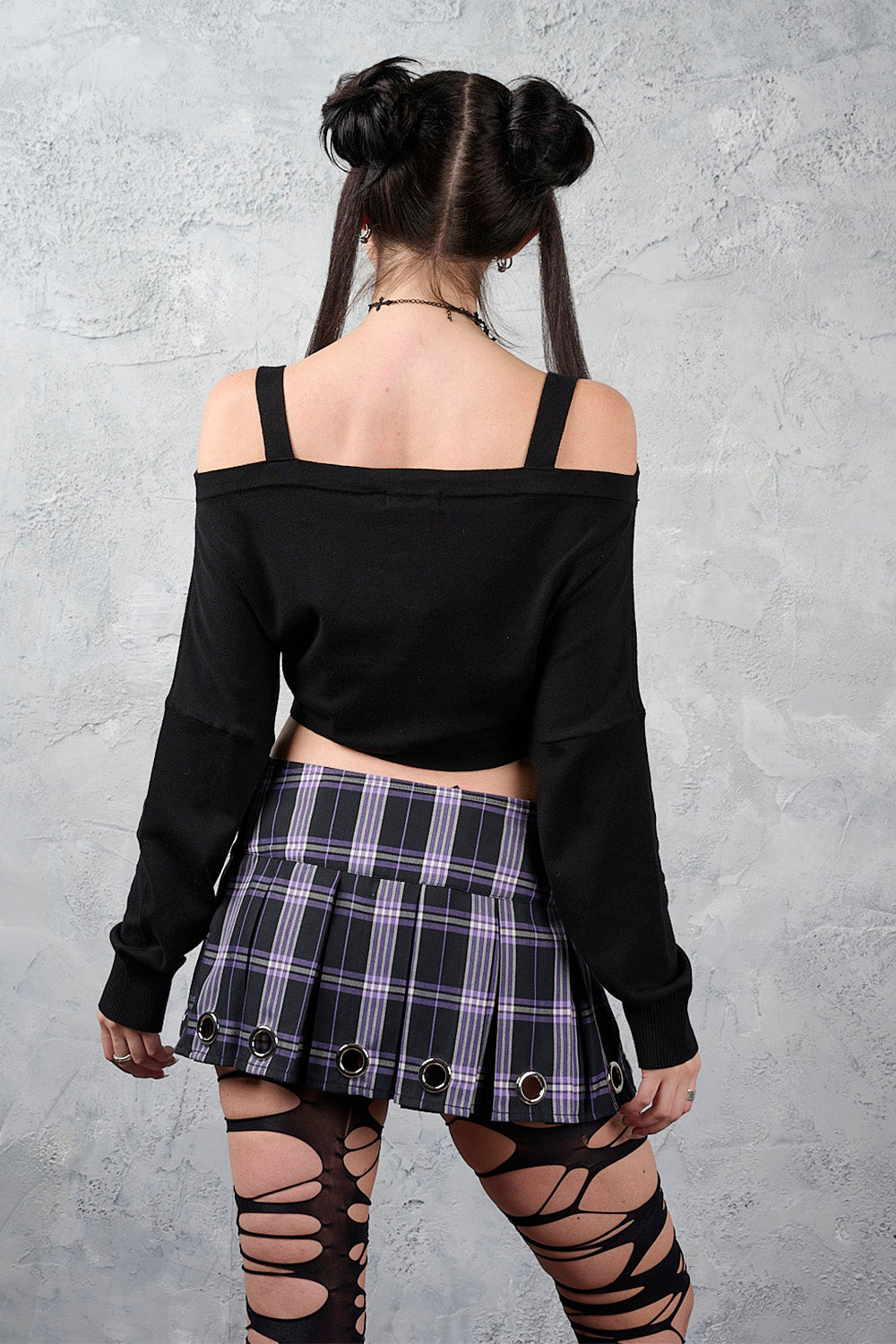 Banned Apparel Black & Purple Ligeia Knitted Cardigan