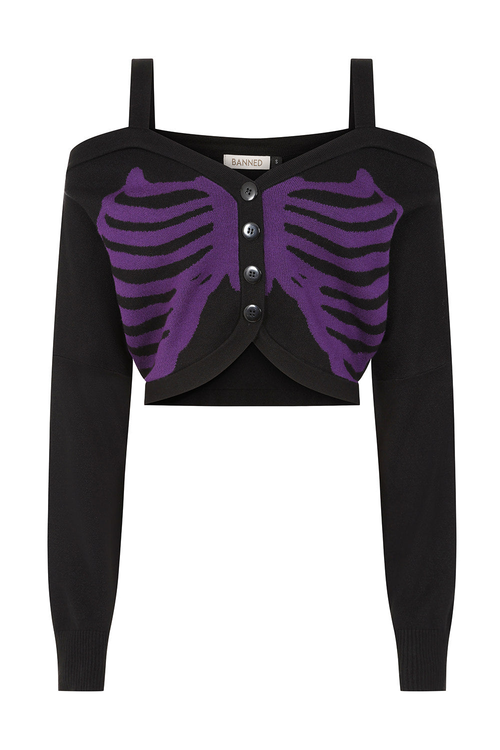 Banned Apparel Black & Purple Ligeia Knitted Cardigan