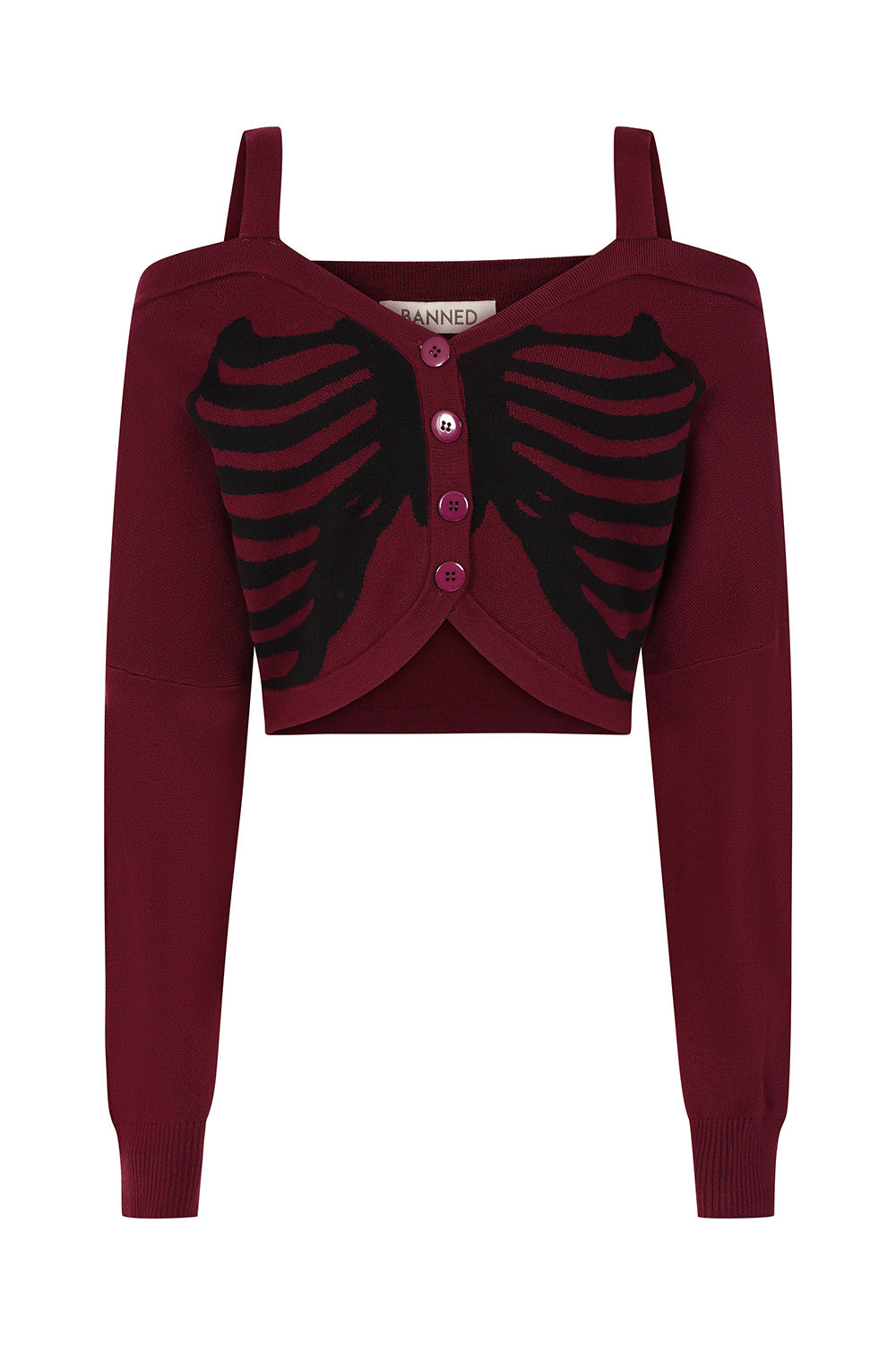 Banned Apparel Red & Black Ligeia Knitted Cardigan