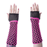 Poizen Industries Lolita Fingerless Pink/Black Mesh Gloves Gothic Emo Punk