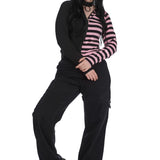 Banned Apparel Pink Black Striped Shiori Cat Ears Hoodie