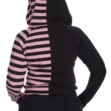Banned Apparel Pink Black Striped Shiori Cat Ears Hoodie
