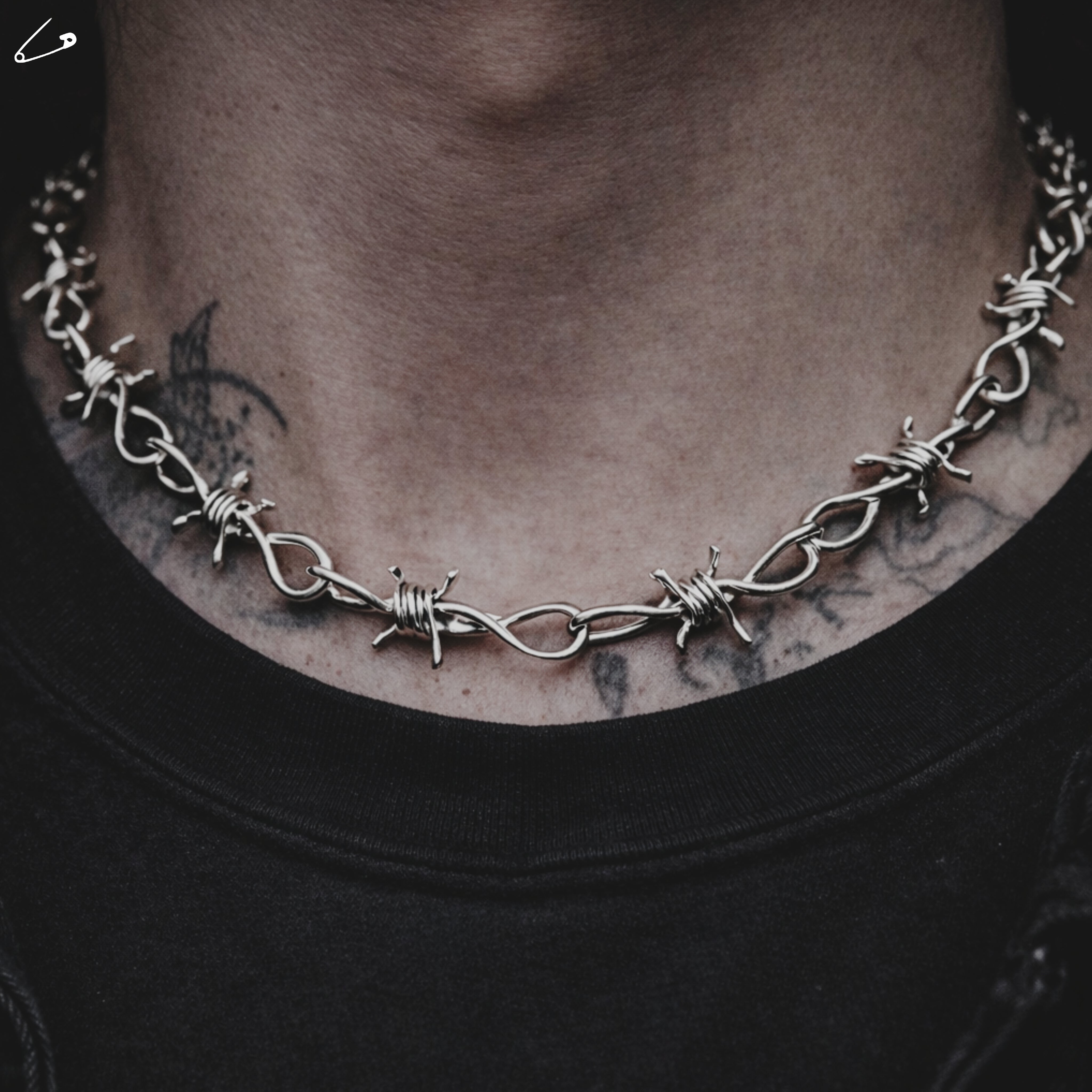 Barbed Wire Silver Brambles Alternative Gothic Punk Rock Grunge Occult Necklace