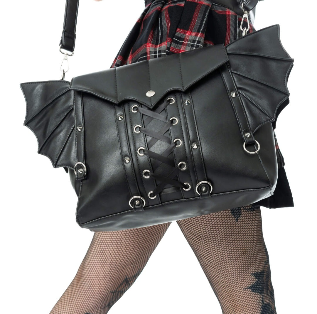 Poizen Industries Covenwing Black Gothic Shoulder Bag