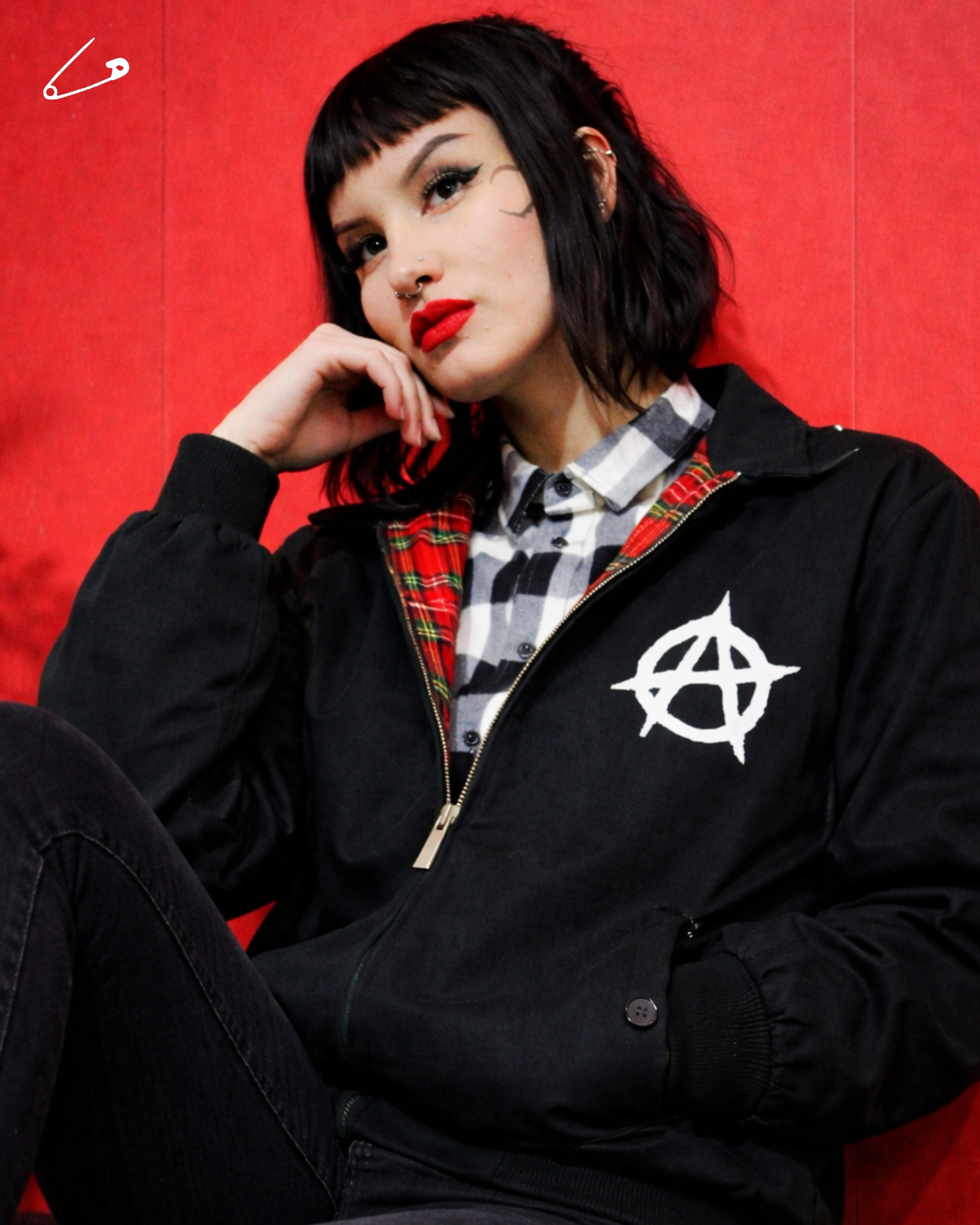 Punk'd Image Black White Anarchy Harrington Jacket