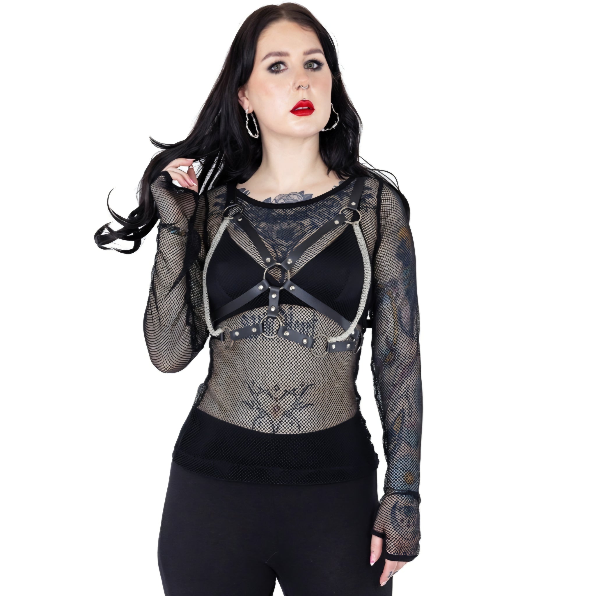 Poizen Industries Sabrina Harness Occult Black PVC Adjustable Body Harness