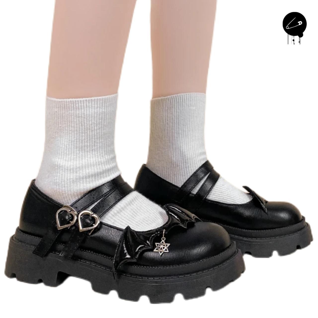 Bat Wing Lolita Mary Jane Shoes Kawaii Goth Platform Vegan PU Cosplay