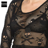 Black Skull Alternative Gothic Grunge Occult Skater Mosher Emo Mesh Crop Top
